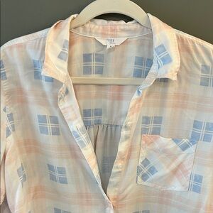 Time and Tru Pastel Plaid Button Down Shirt Size medium